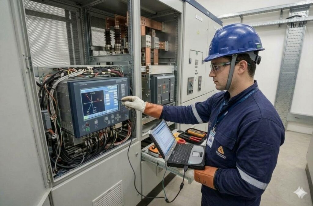 Relé de proteção em sistema elétrico industrial
